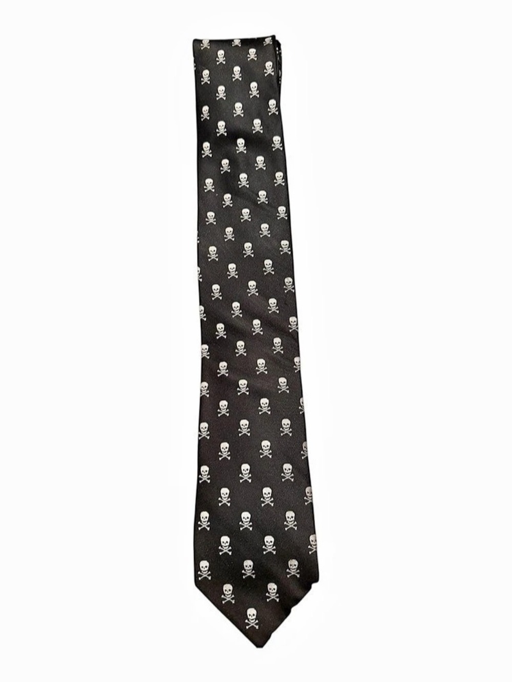 GEORGE Silk Skull & Crossbones Tie in Black & White Like New
